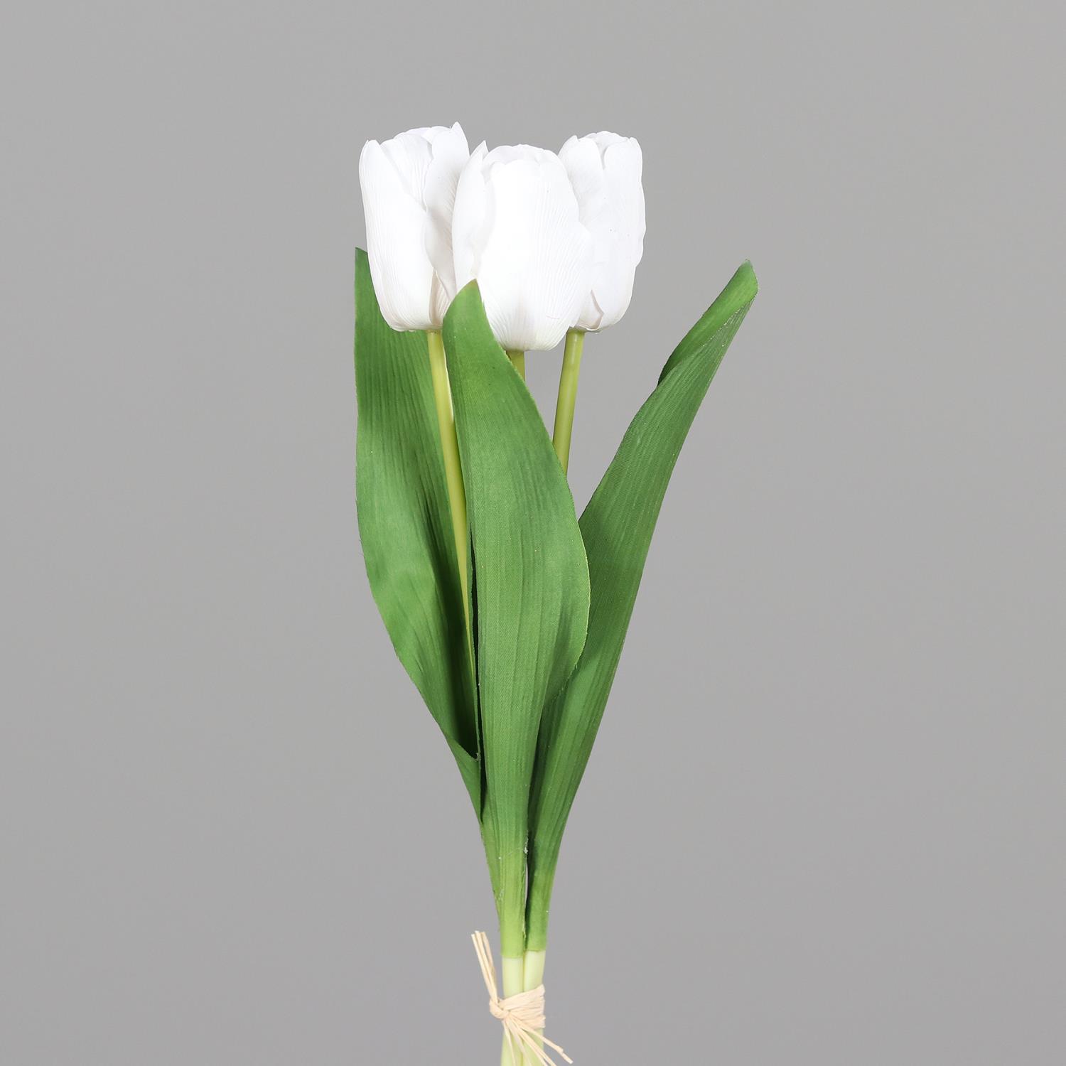 künstliche Tulpen NATURAL TOUCH im Bund H. 35cm weiß grün DPI Kunstblumen