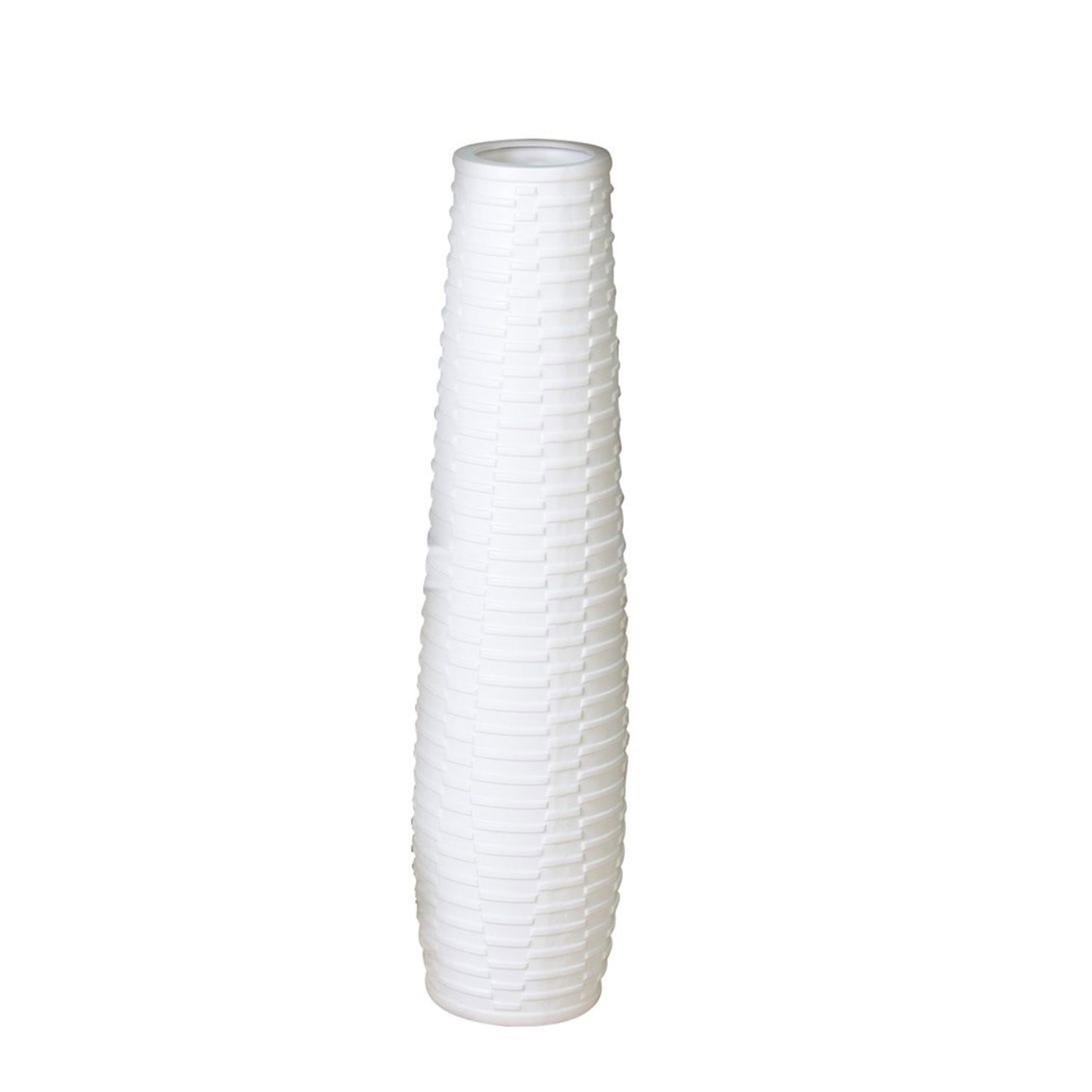 Bodenvase, Dekovase CATANIA Keramik matt weiß H. 77cm D. 18cm rund Casablanca