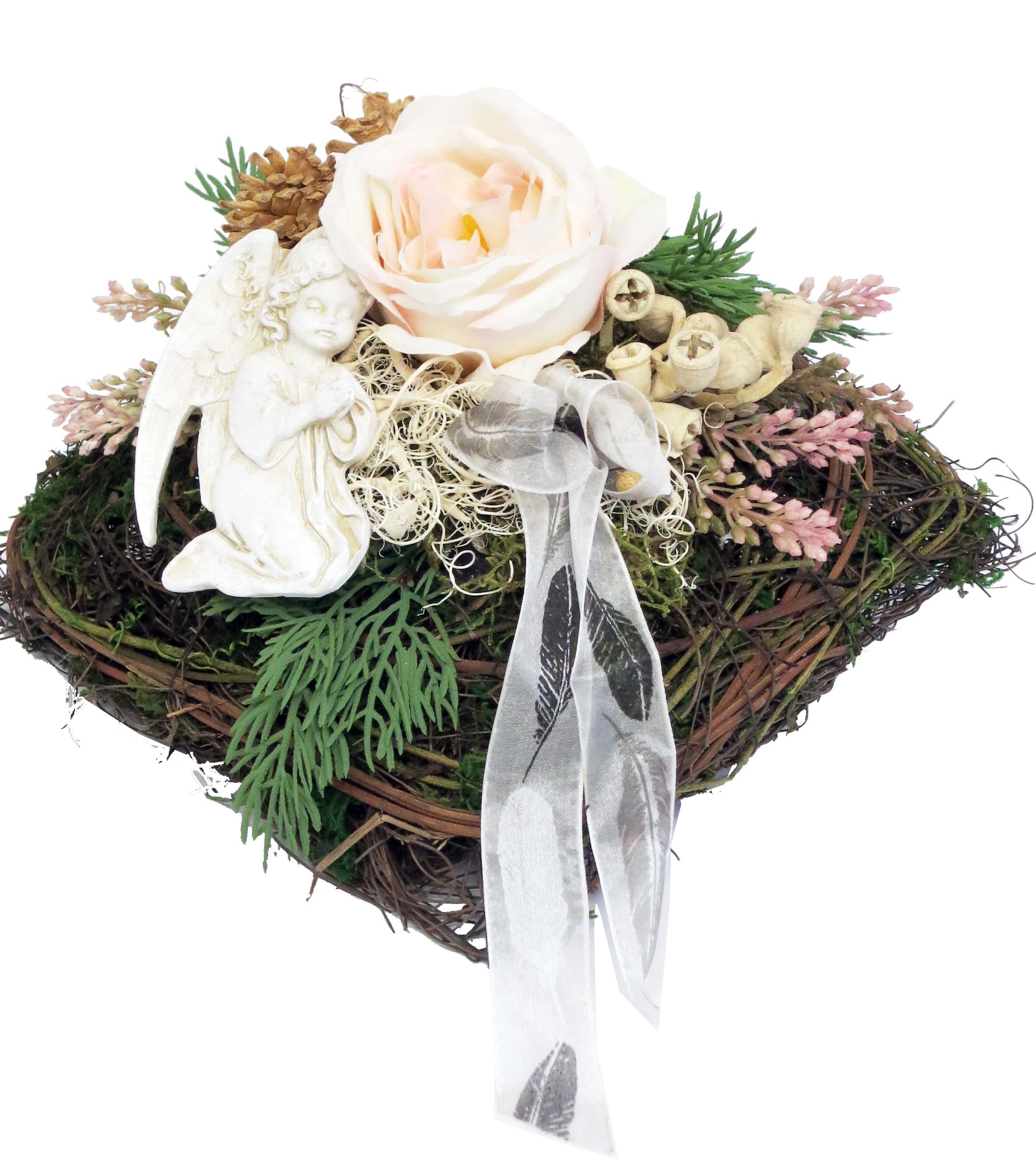 Grabschmuck Engel wetterfest mit Rose – CreaFlor Home