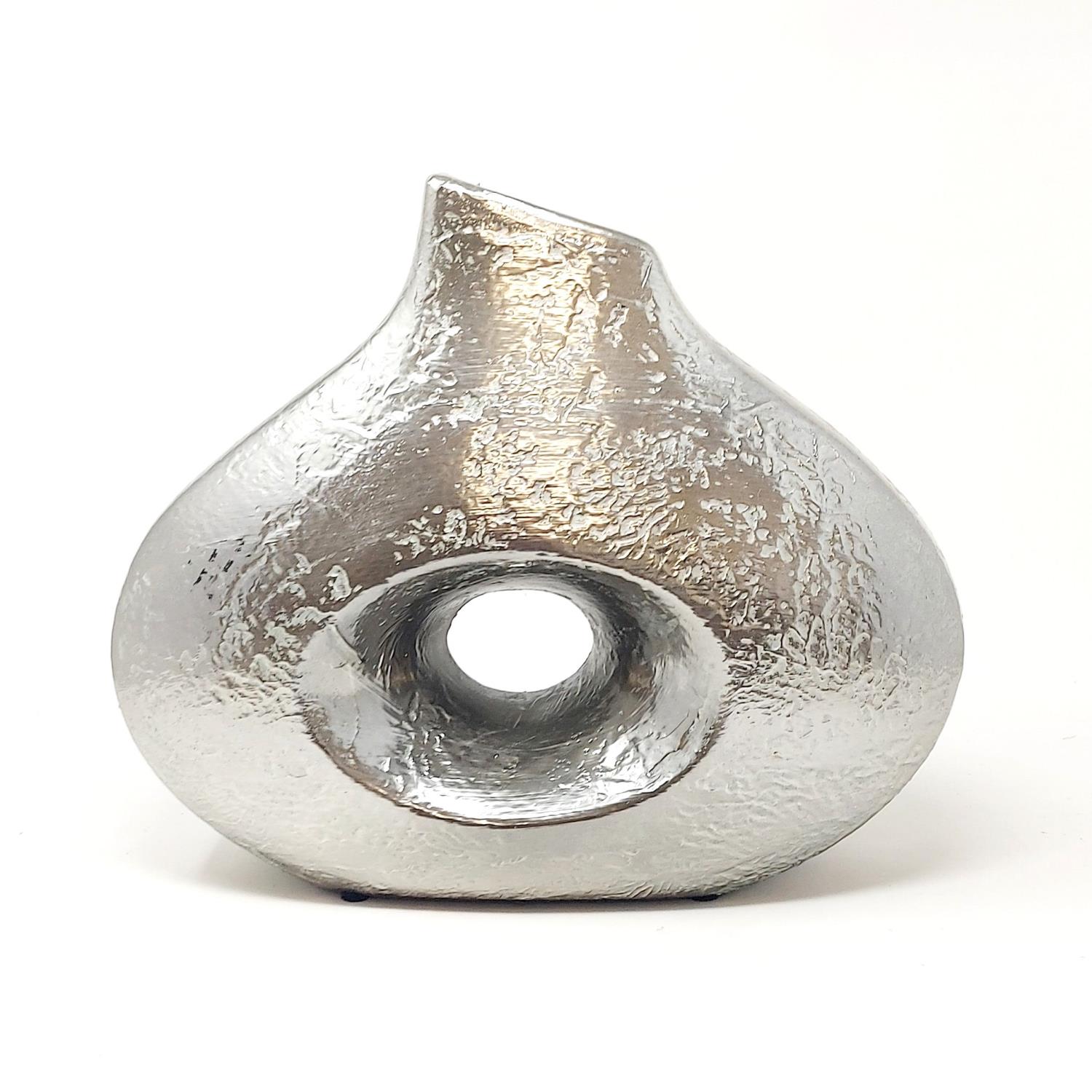Deko Vase ANTIK silber Lochdesign Höhe 26cm Keramik, von Formano