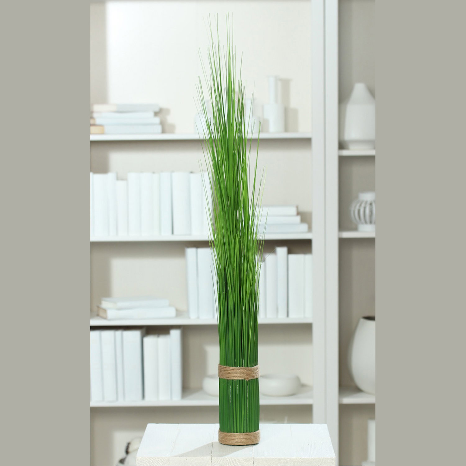 12x künstliches Stehgras Bündel, Deko Gräser im Set H. 90cm D. 8,5cm grün DPI
