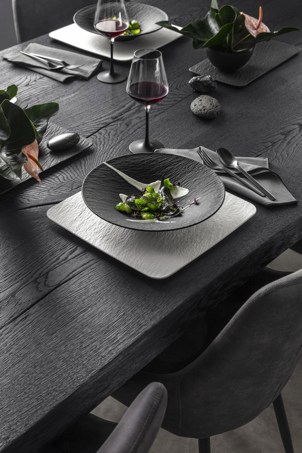 Villeroy & Boch Manufacture Rock 6er Set Schale 29 cm schwarz Porzellan