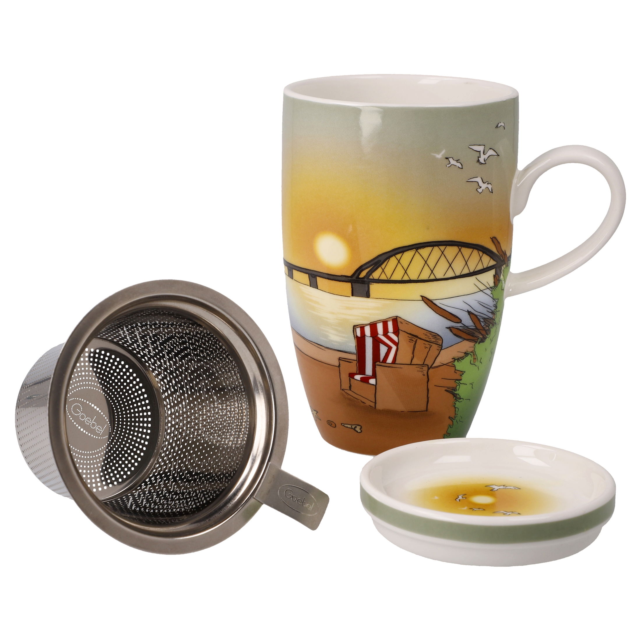  von GOEBEL Scandic Home Teetasse mit Sieb und Deckel SEAVIEW 450 ml Porzellan