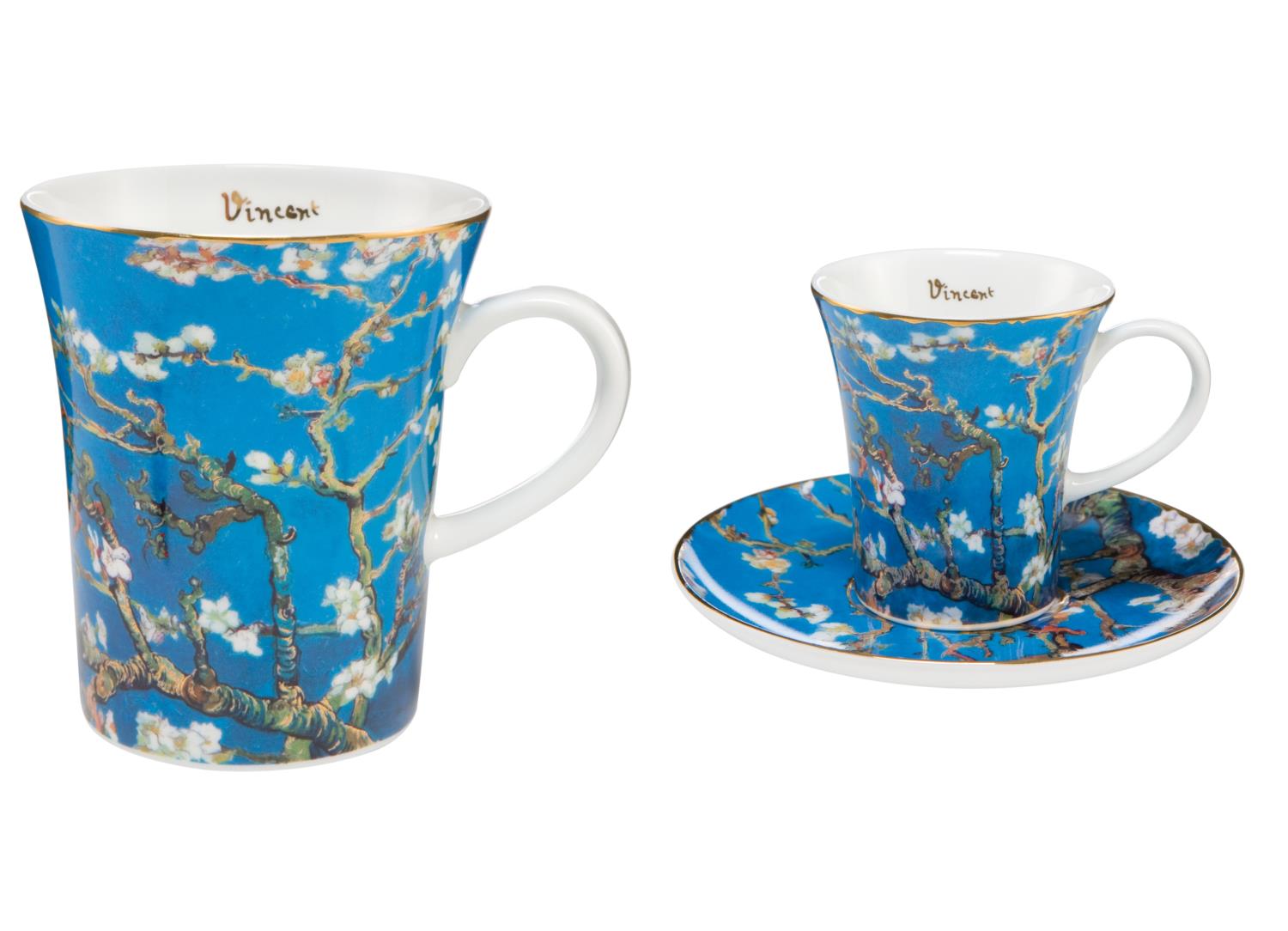 2er Set van Gogh Kaffeebecher & Espressotasse MANDELBAUM BLAU Goebel Porzellan, von CreaFlor Home