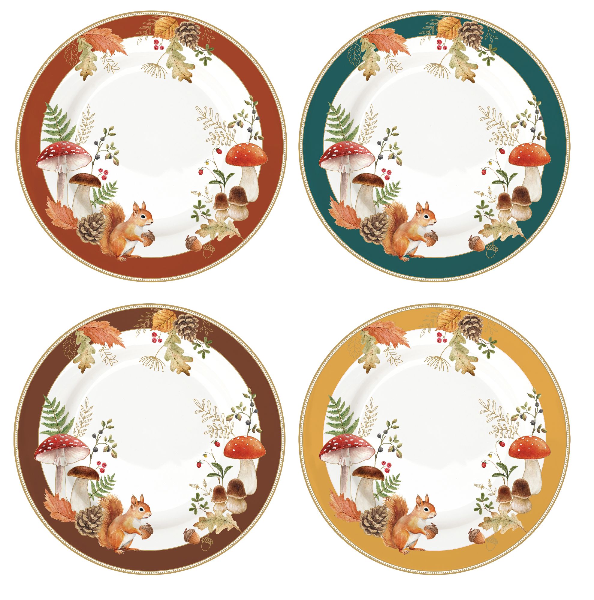 4er Set Kuchenteller AUTUMN BREEZE Herbst Herbst,Durchmesser 19cm in GB von EASY LIFE