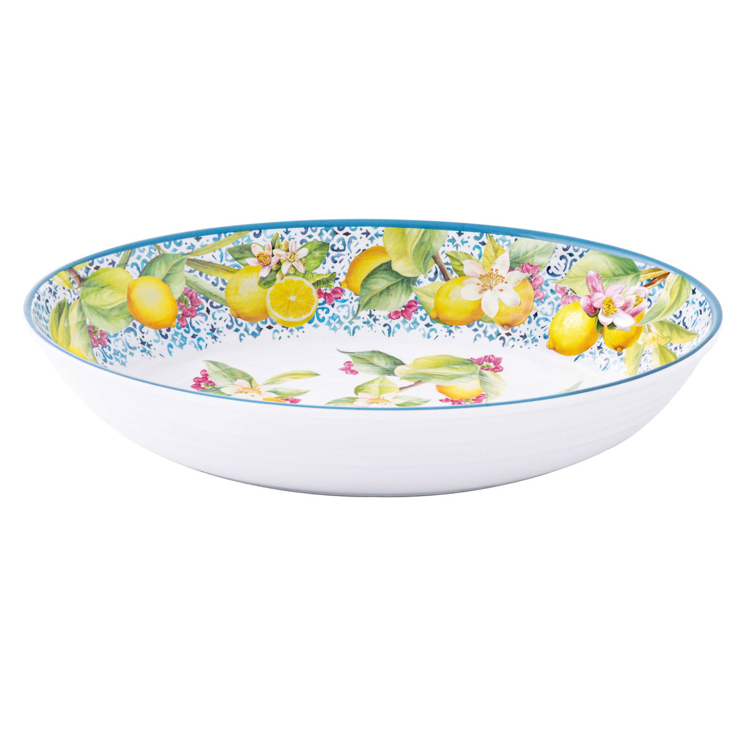 Salatschale ISCHIA Zitronen oval 33x23cm weiß blau gelb Melamin von EASY LIFE