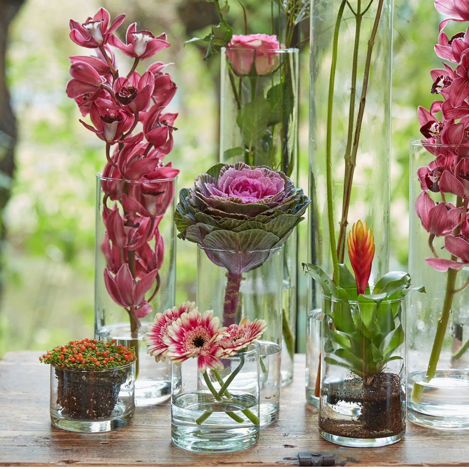 Dekoglas, Vase ZYLINDER H. 50cm D. 9cm transparent rund Glas Hakbijl