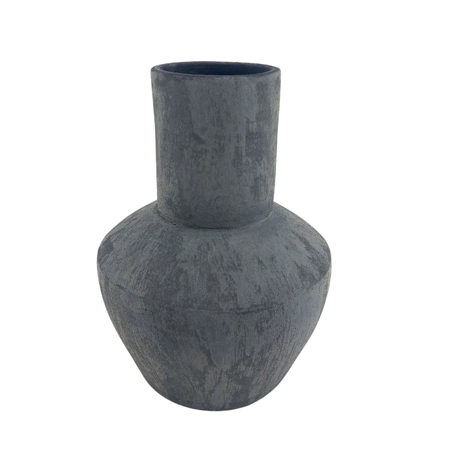 Dunkelgraue Vase mit runder Basis und schmalem Hals