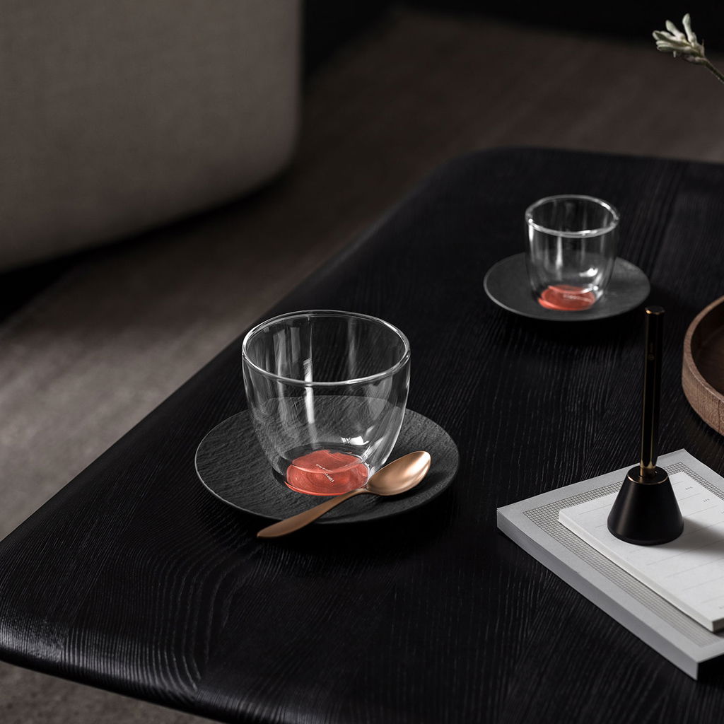  von VILLEROY & BOCH MANUFACTURE ROCK GLOW Untertasse 6er Set schwarz Porzellan WA