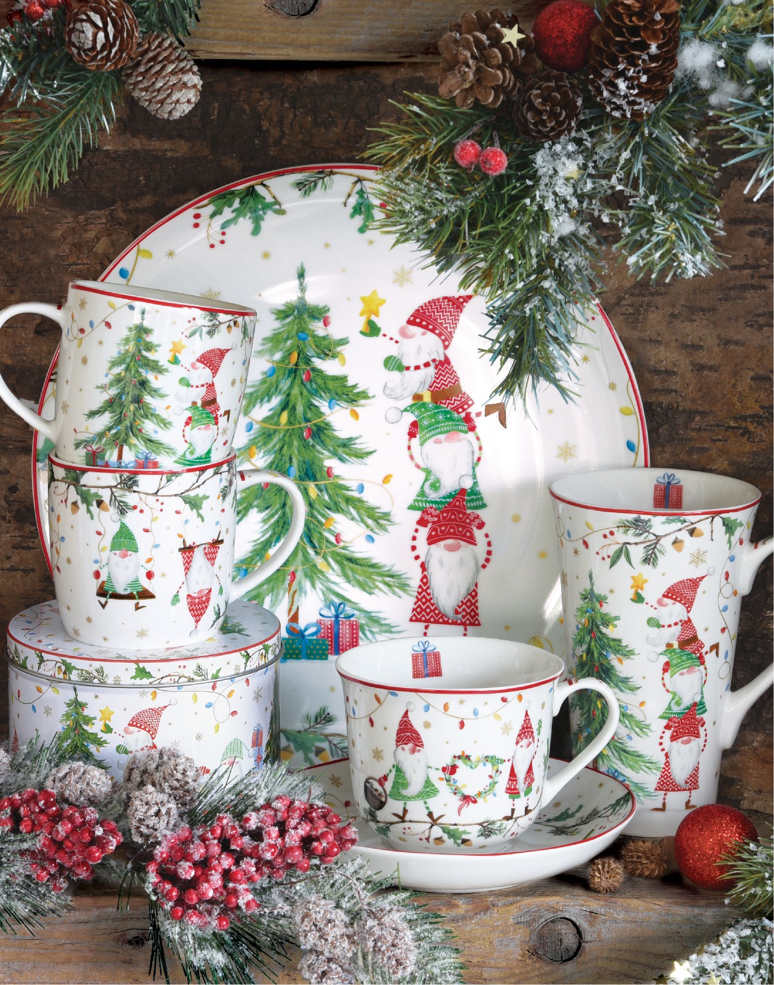 Tasse mit Untertasse READY FOR CHRISTMAS WICHTEL 400ml in Geschenkbox Easy Life