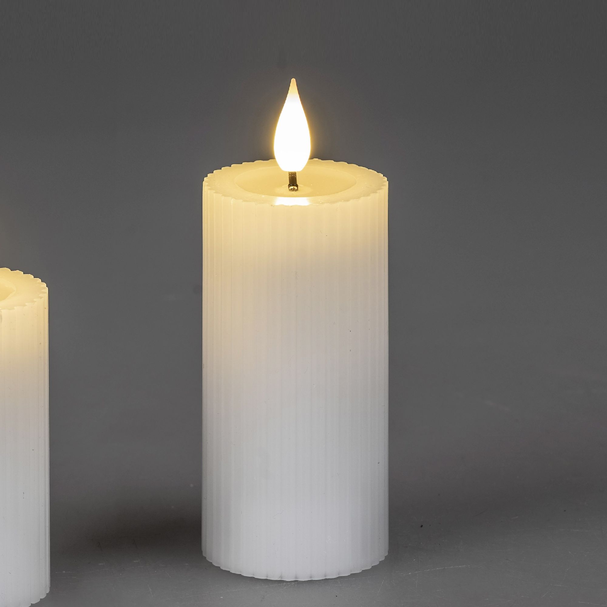 LED Kerze STREIFEN H. 10cm D. 5cm weiß mit Timer Formano