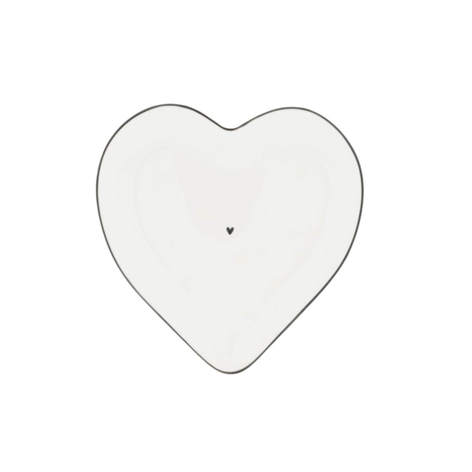 Kuchenteller, Platte HEART in Herzform,Durchmesser 18cm weiß schwarz von BASTION COLLECTIONS