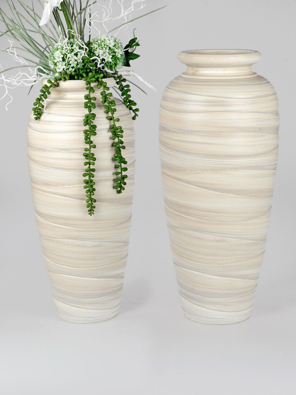 Bodenvase RELIEF 50cm - bauchig, cremefarben, Keramik, Formano