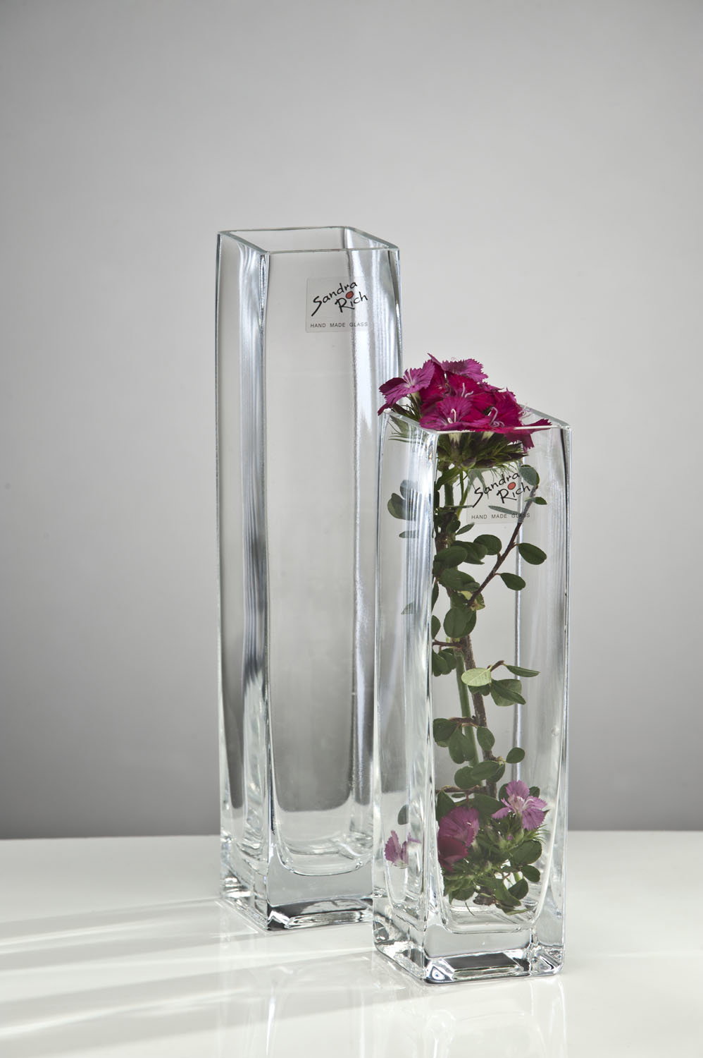 Glasvase, Blumenvase SQUARE H. 20cm 6x6cm rechteckig transparent Sandra Rich