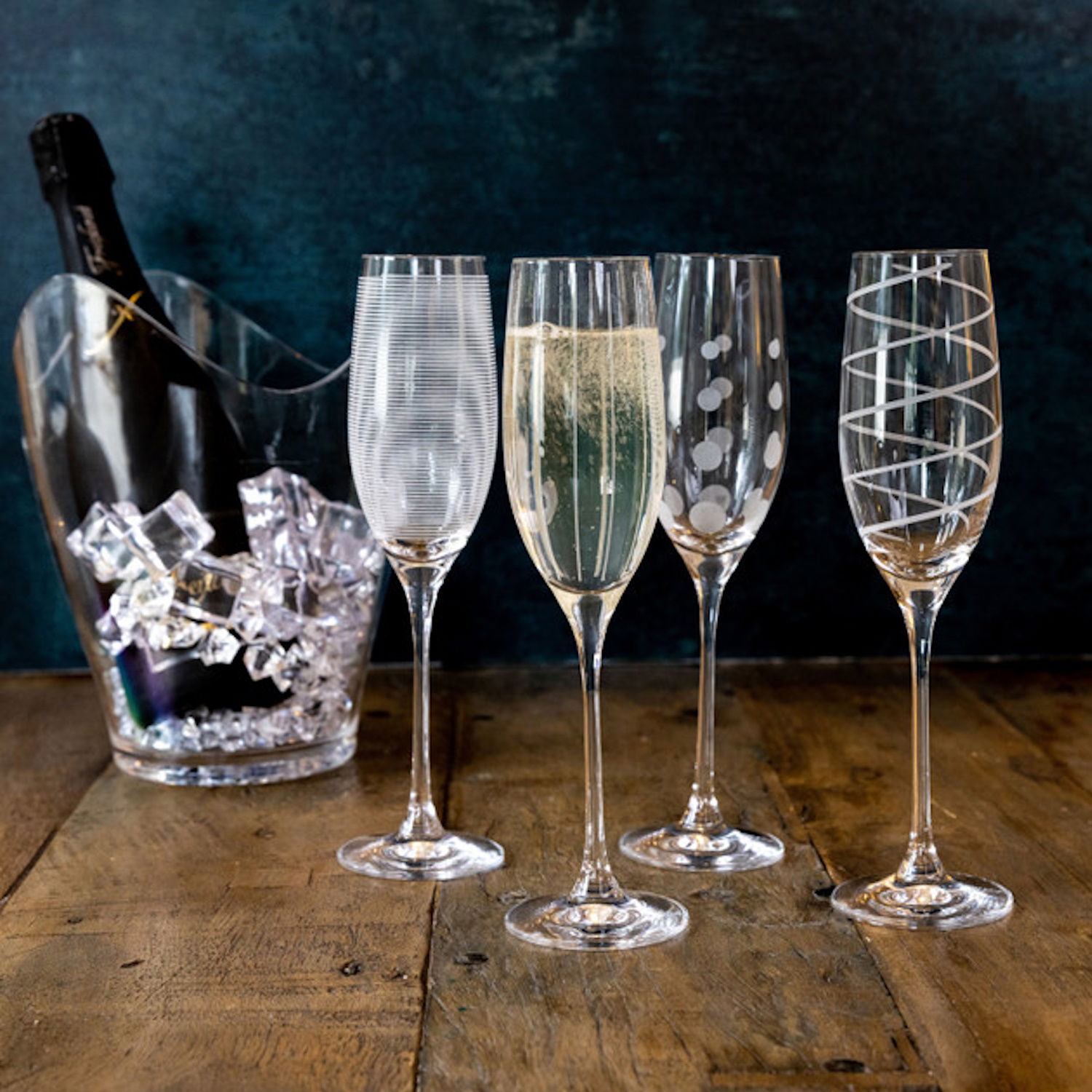4er Set Sektgläser CHEERS CRYSTAL für 250ml mit Muster von Creative Tops