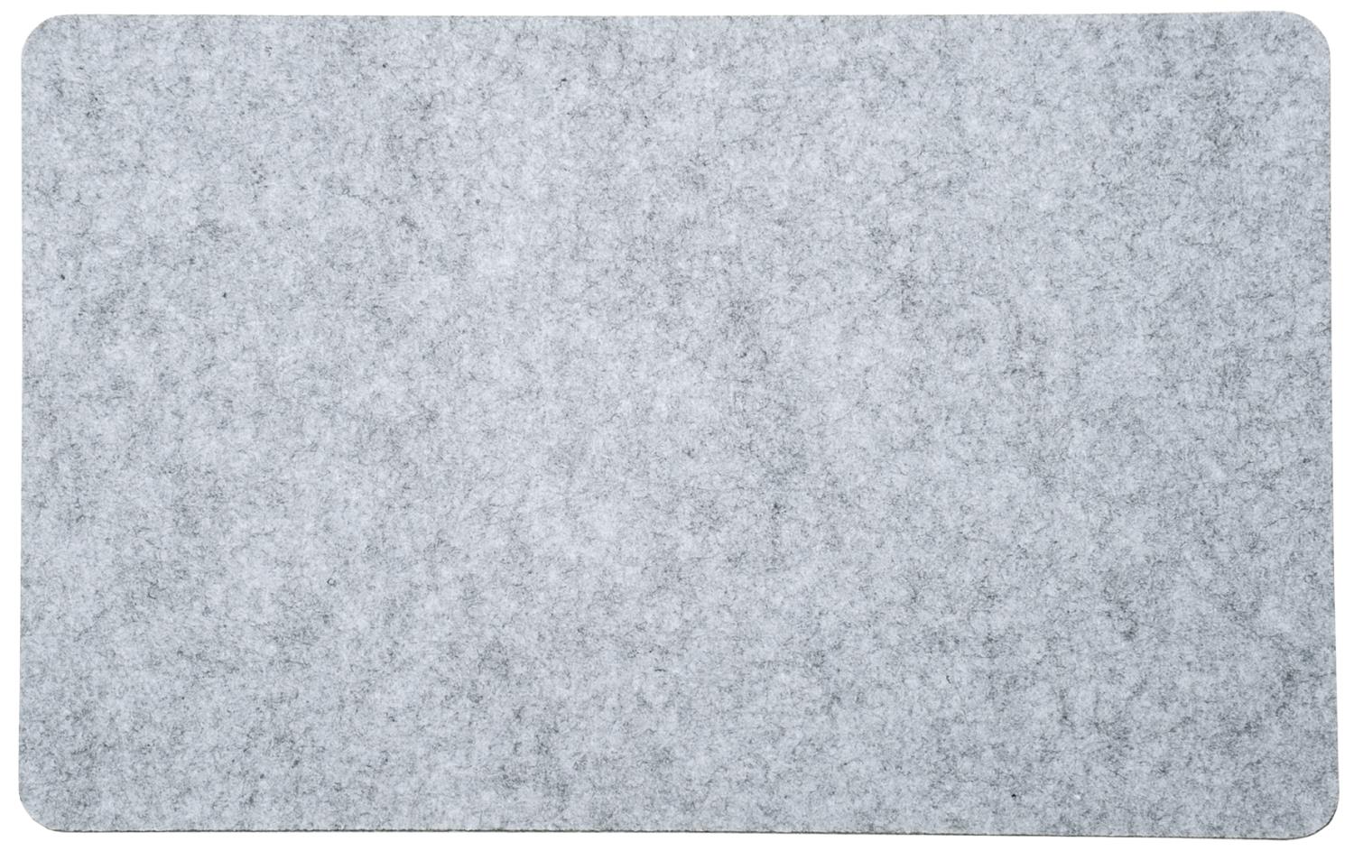 Grau gefilztes Rechteck, flach und ohne Muster, auf weißem Hintergrund.