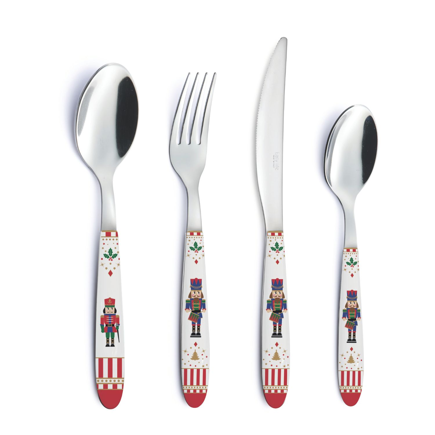 Besteckset Nutcracker Nussknacker mit Suppenlöffel, Gabel, Messer, Kaffeelöffel