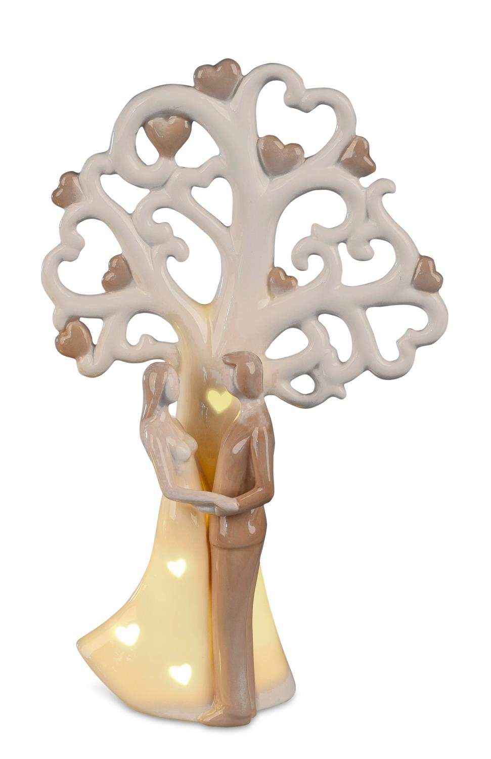 LED Dekoobjekt Paar stehend mit Lebensbaum Höhe 21cm Porzellan, von Formano