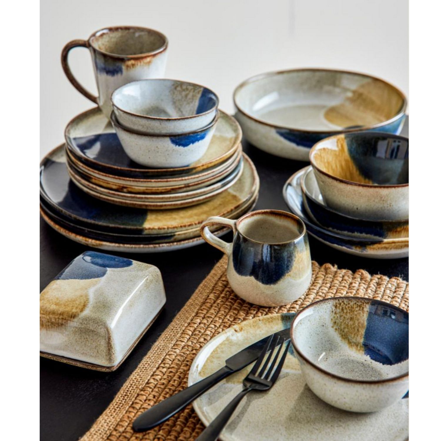 6er Set Frühstücksteller Jules D. 22cm grau braun aus  Steingut Bloomingville