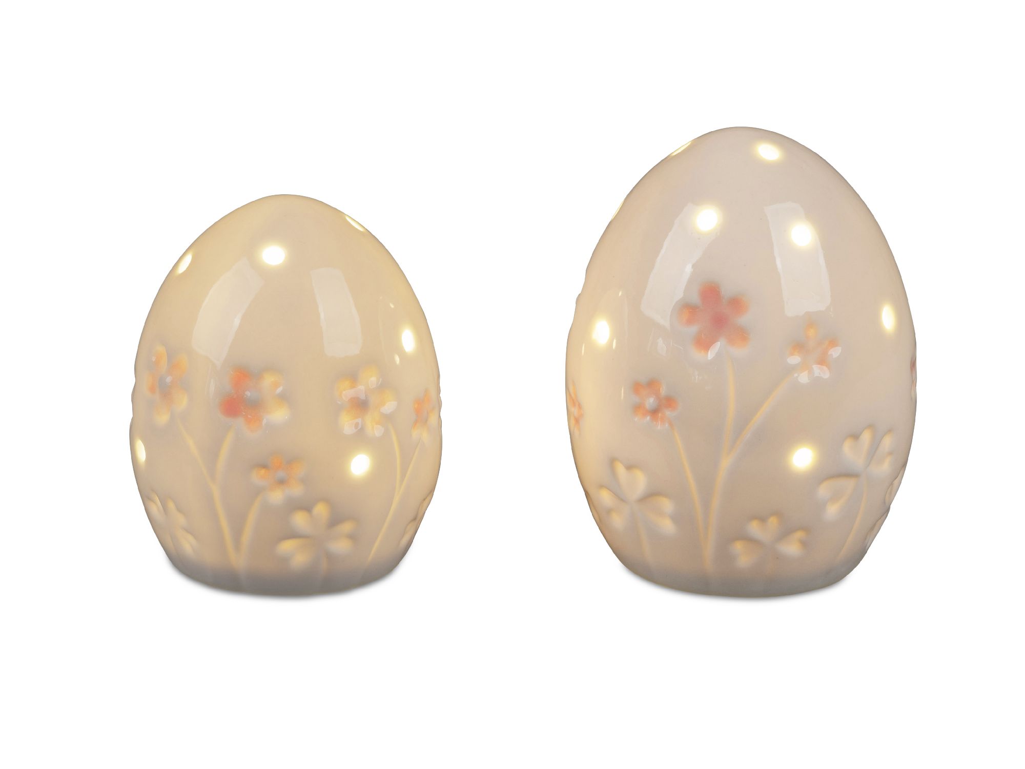 LED Dekoobjekt Oster Ei BLUMEN Höhe 10cm mit Timer aus Porzellan, von Formano