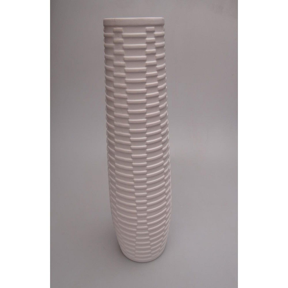 Bodenvase 60 cm - Modell CATANIA - Keramik in weiß mit Webstruktur Muster, von CASABLANCA