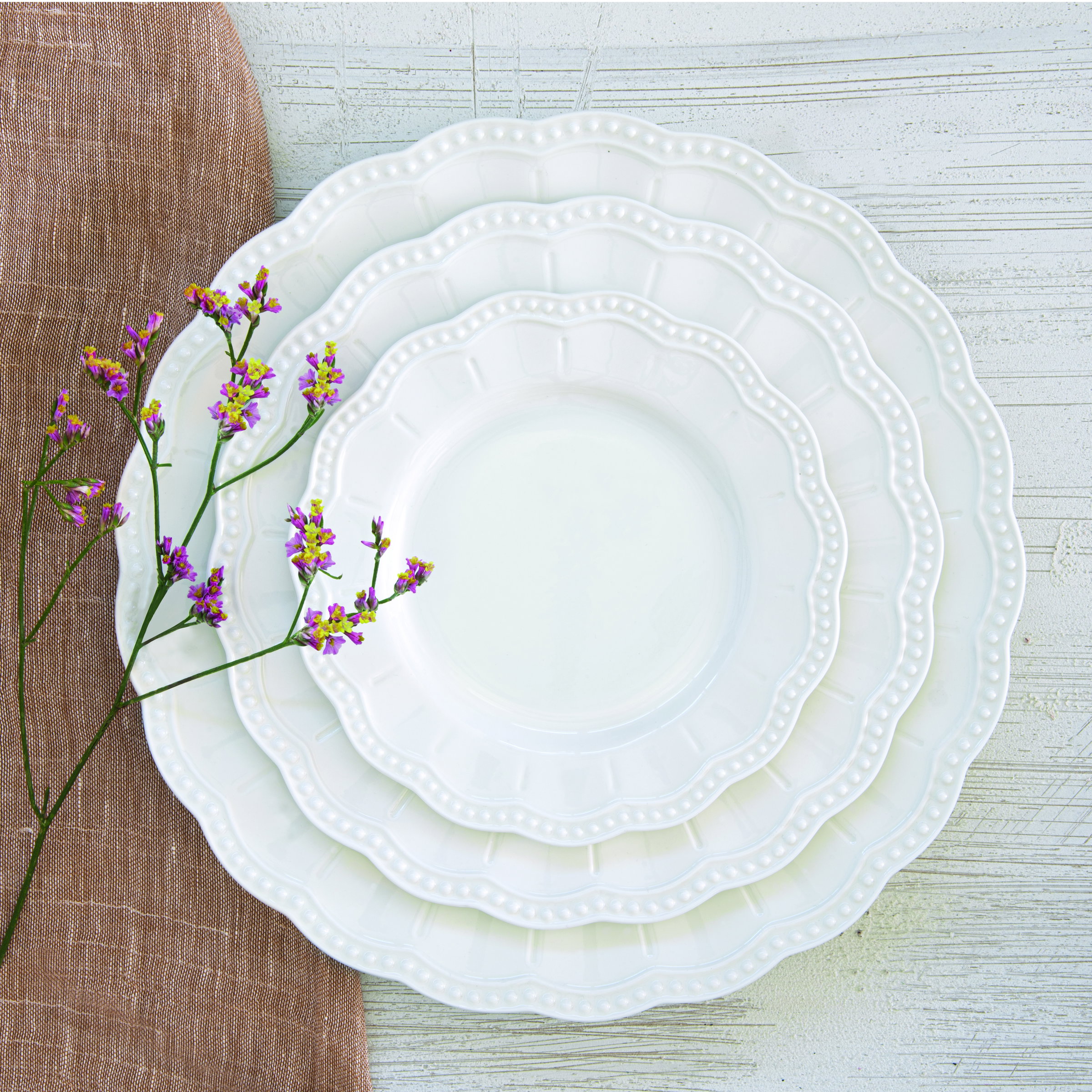 6er Set Speiseteller ELITE WHITE weiß rund D. 26cm aus Porzellan Easy Life