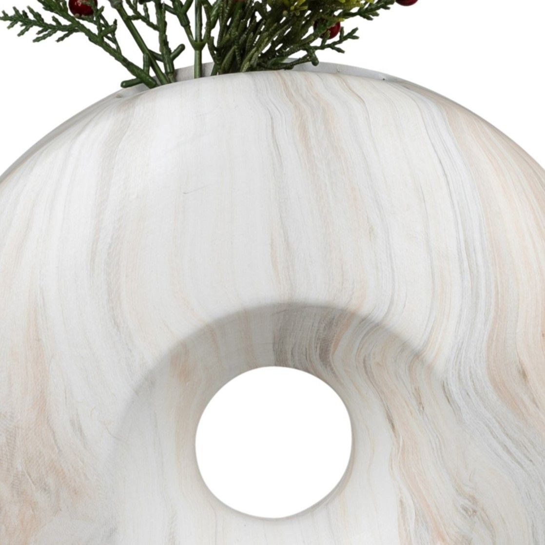 Deko Vase MARMOR rund mit Lochdesign Durchmesser 26cm creme braun Keramik, von Formano