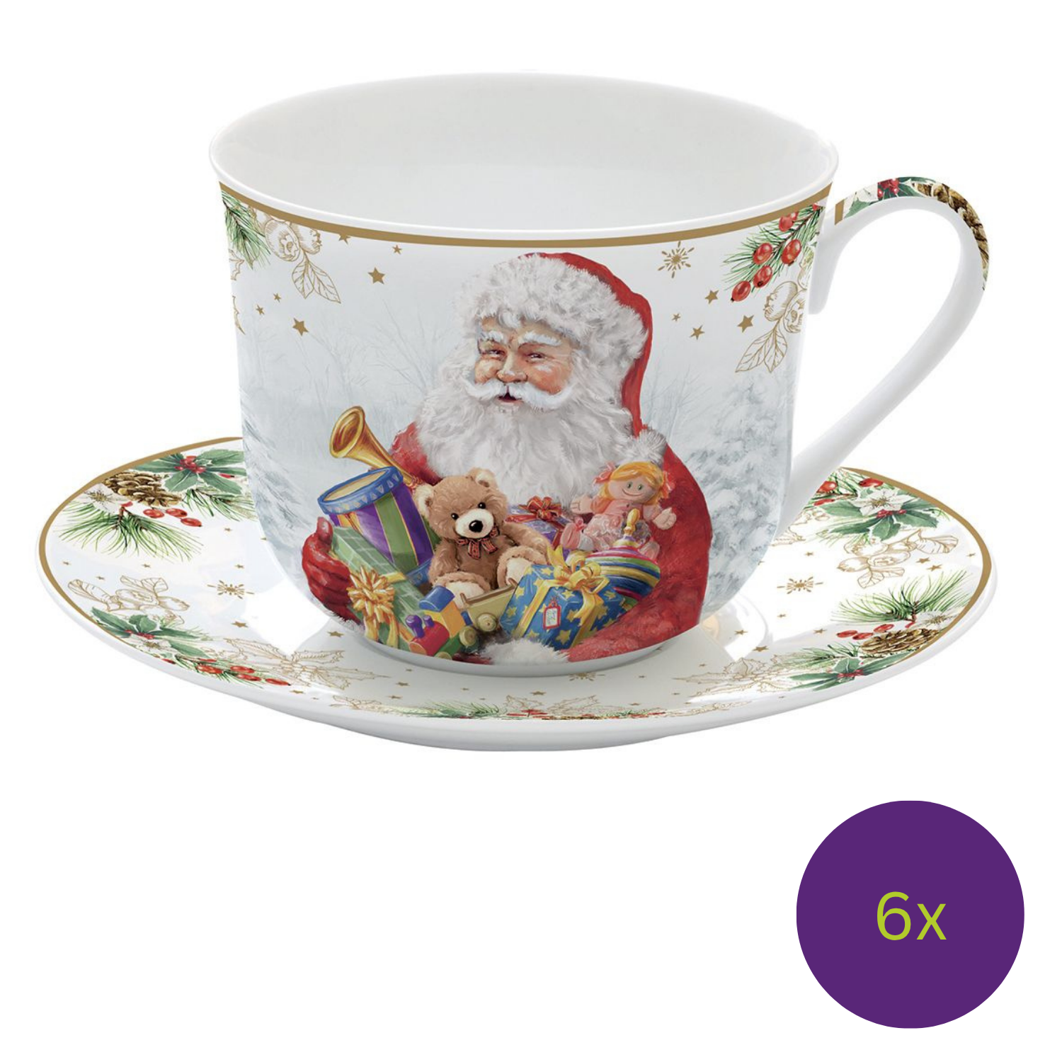 Tasse mit Untertasse SANTA IS COMING Weihnachtsmann für 400ml in GB Easy Life