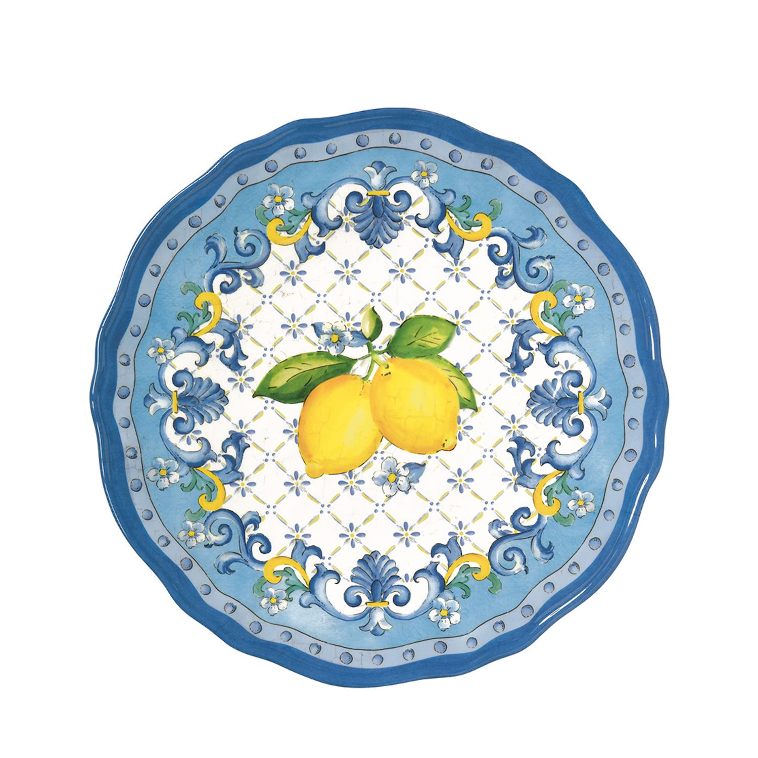 6er Set Frühstücksteller SORRENTO Zitronen,Durchmesser 23,5cm weiß blau gelb von EASY LIFE