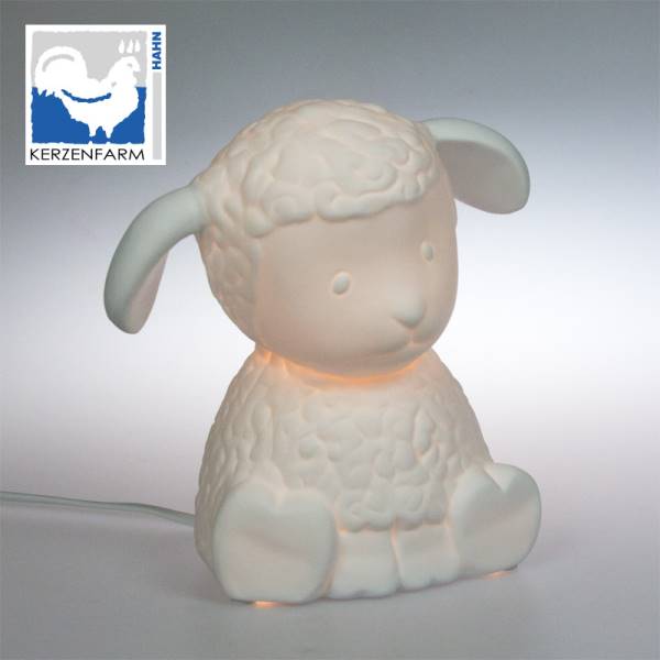 Tischlampe, Leuchte SHEEP SCHAF Höhe 19cm weiß aus Porzellan von KERZENFARM HAHN