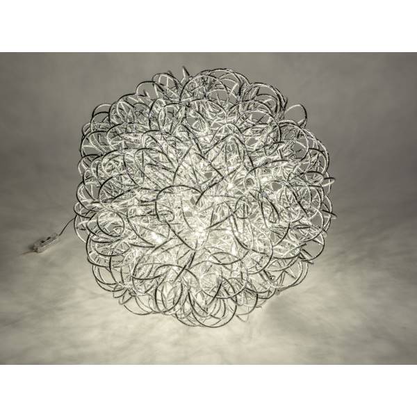 XXL LED Deko Kugellampe, Leuchte DRAHT D. 60cm silber Metall Formano