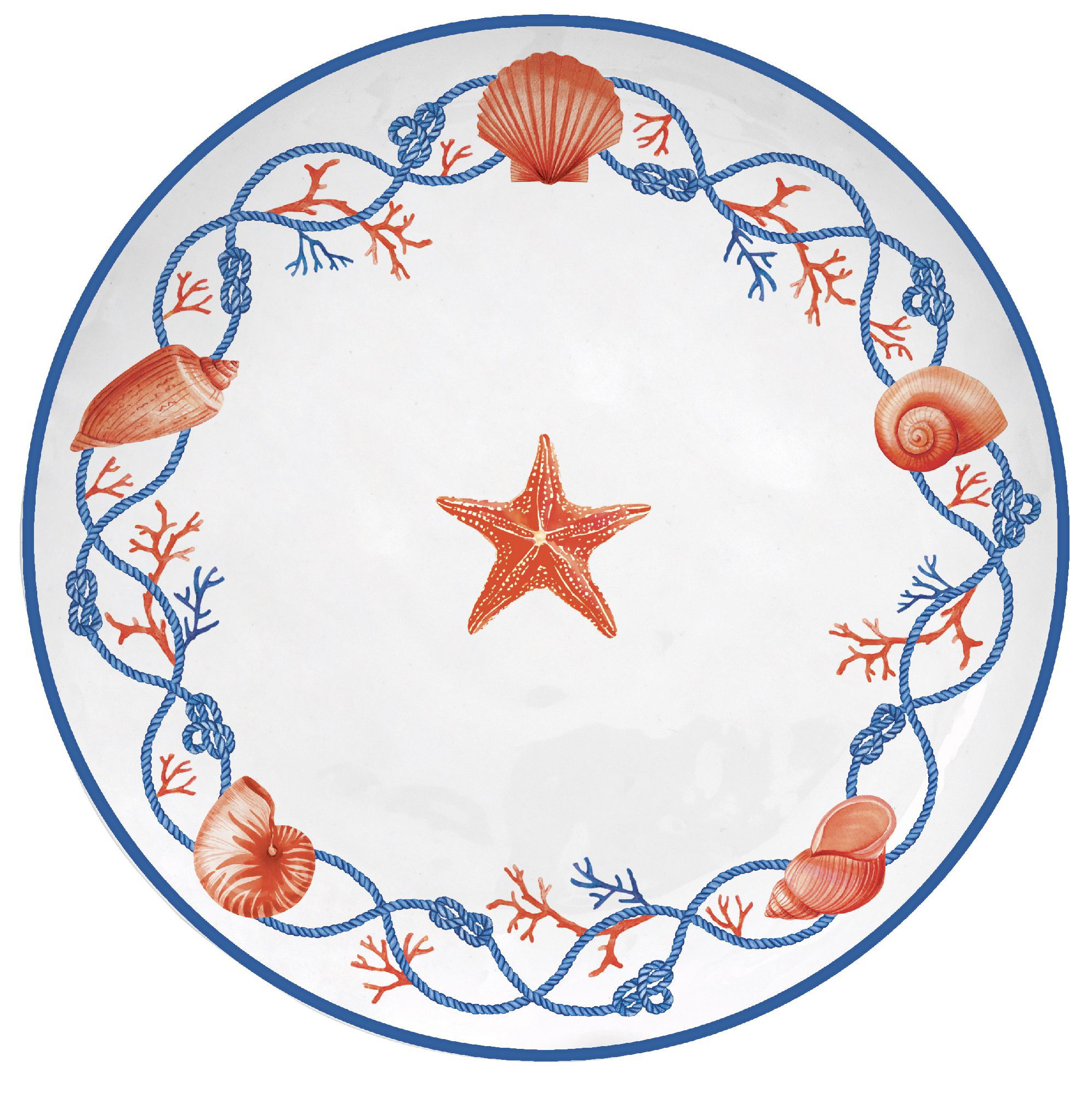 4er Set Frühstücksteller COTE DE MER Meeresküste Seestern,Durchmesser 21cm von EASY LIFE