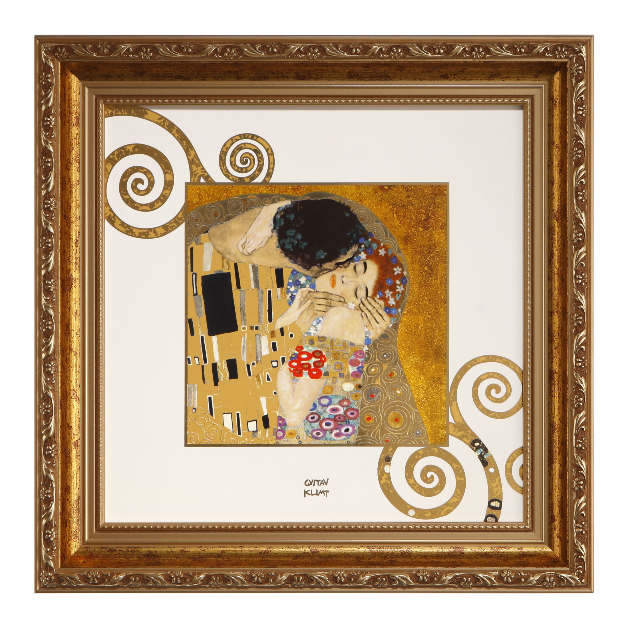 Gustav Klimt Wandbild DER KUSS 31,5x31,5cm creme gold, von Goebel Porzellan