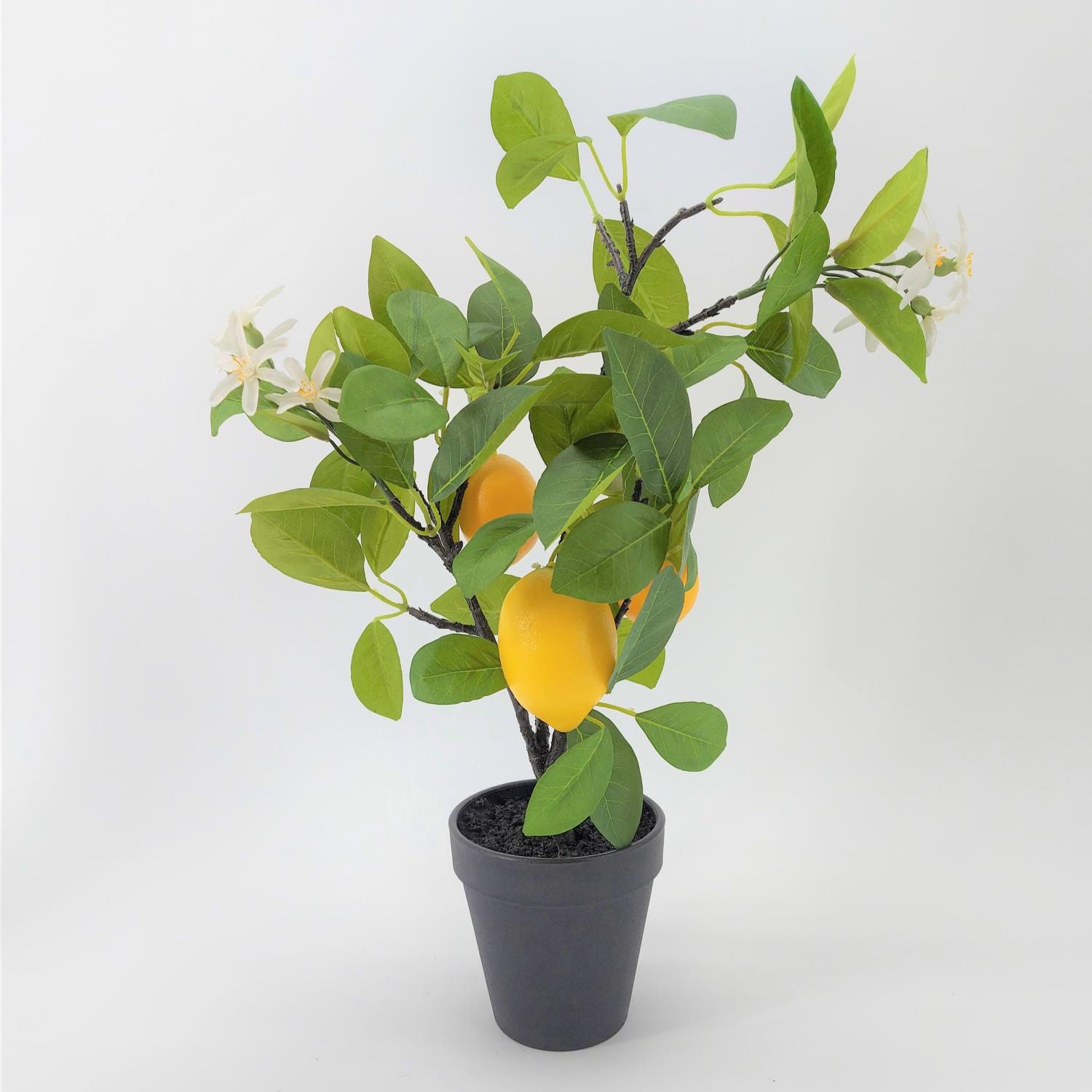 künstlicher Zitronenbaum H. 48cm in schwarzem Kunststofftopf DPI WA