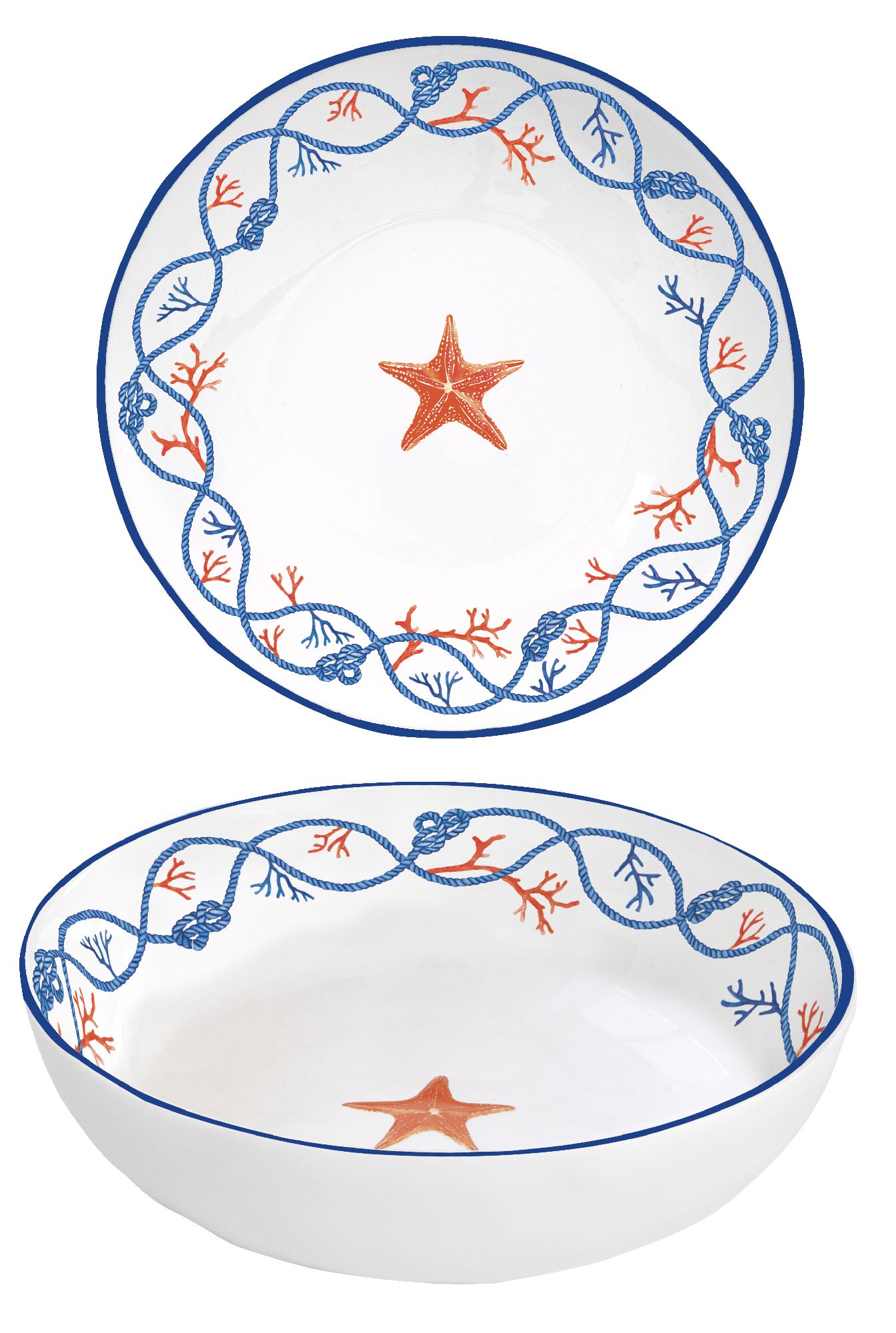 Suppenteller, Schale COTE DE MER Meeresküste,Durchmesser 18cm aus Porzellan von EASY LIFE