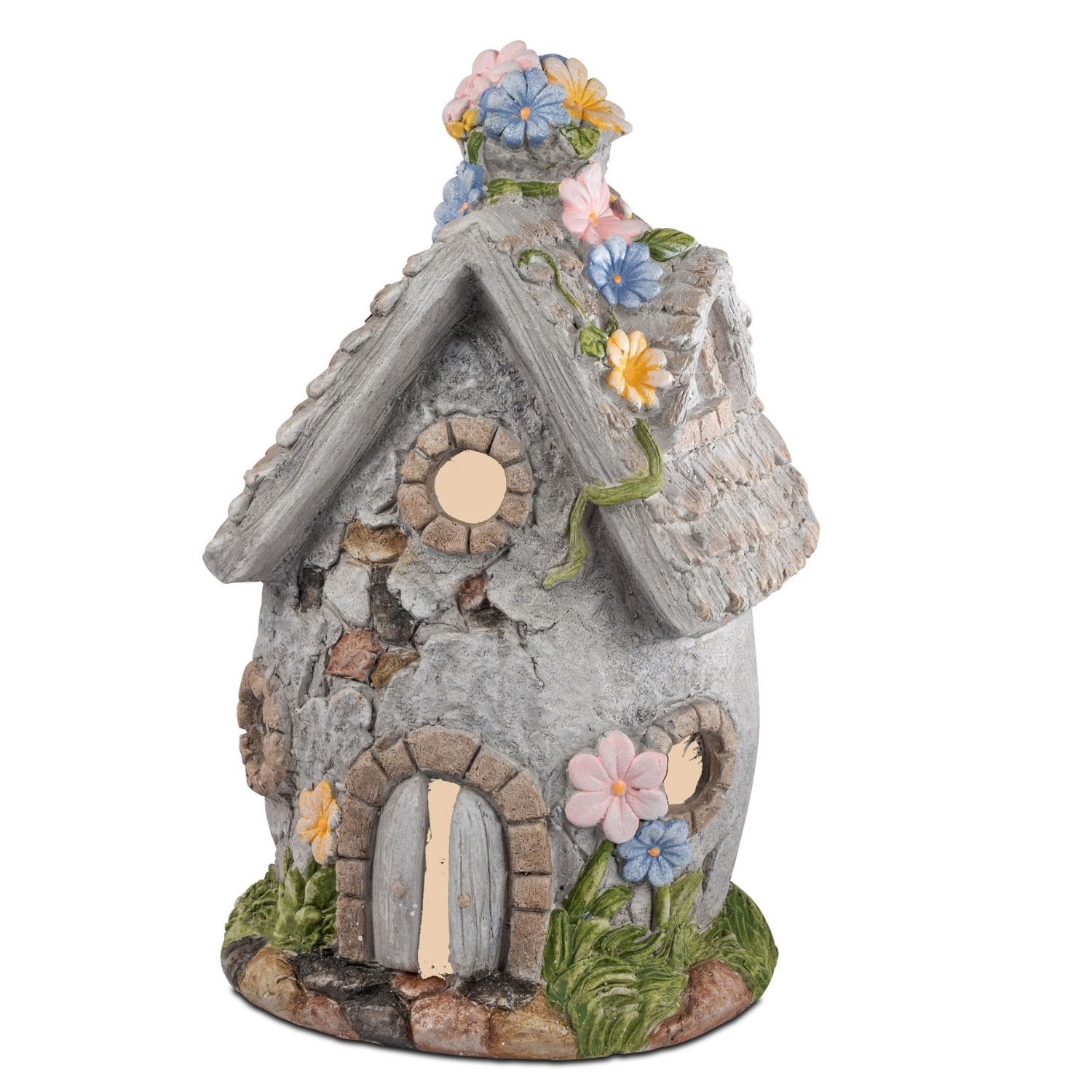 Garten Dekoobjekt Haus mit Solarlicht H. 40cm aus Magnesia Formano WA