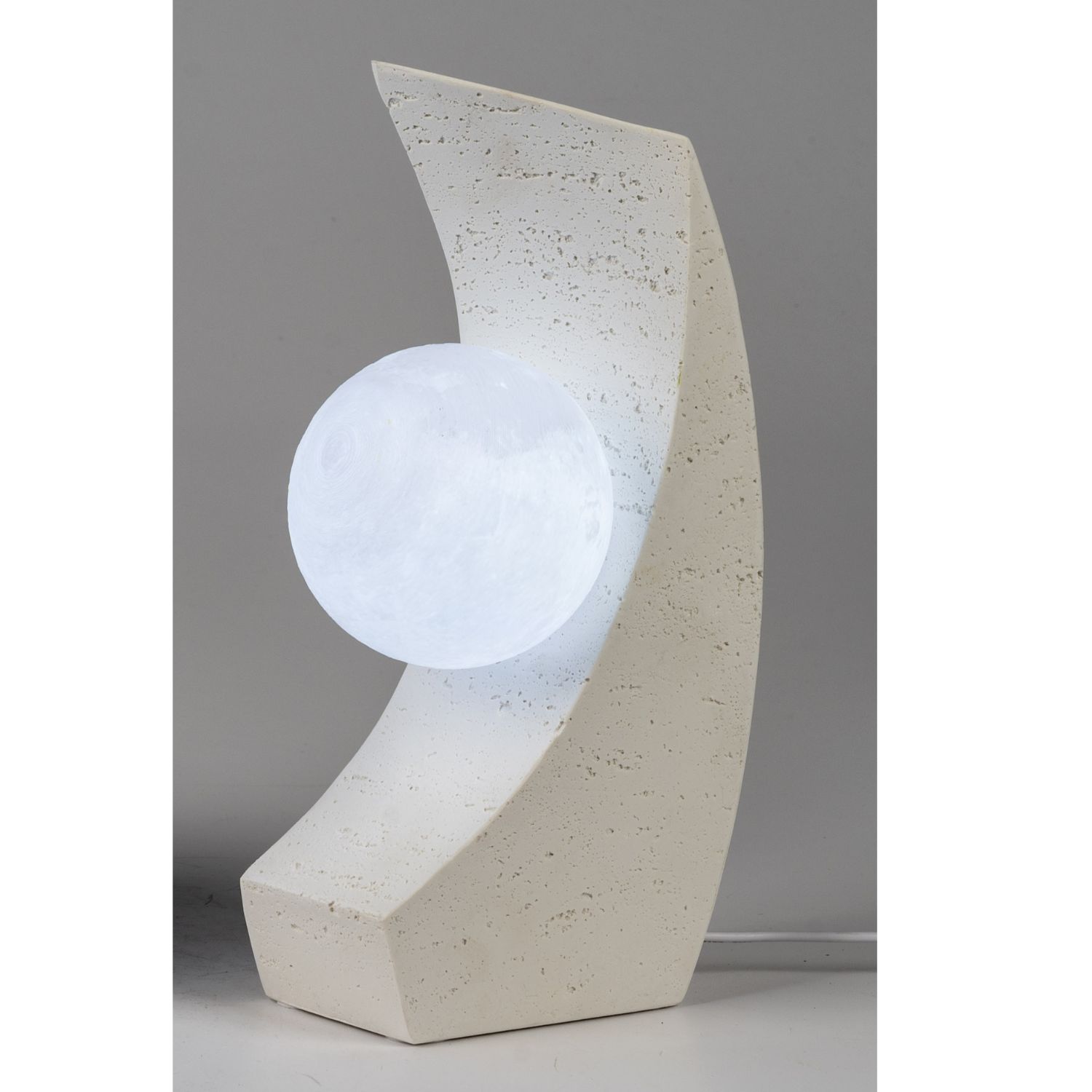 LED Tischlampe STONE Kugel weiß L. 15cm aus Kunststein USB Anschluss Formano