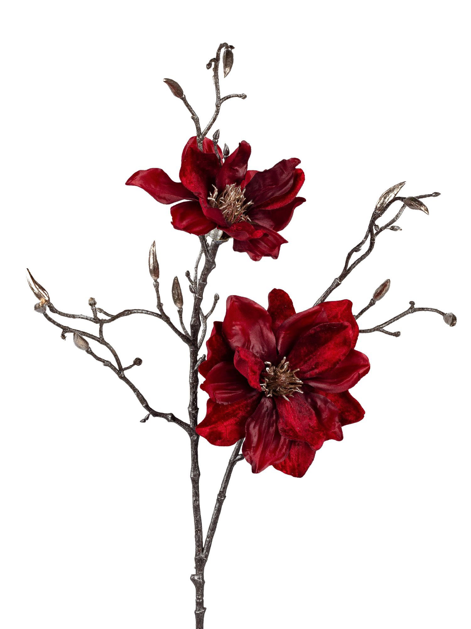 Deko Magnolien Zweig WINTER rot mit Knospen H. 84cm Formano Winter