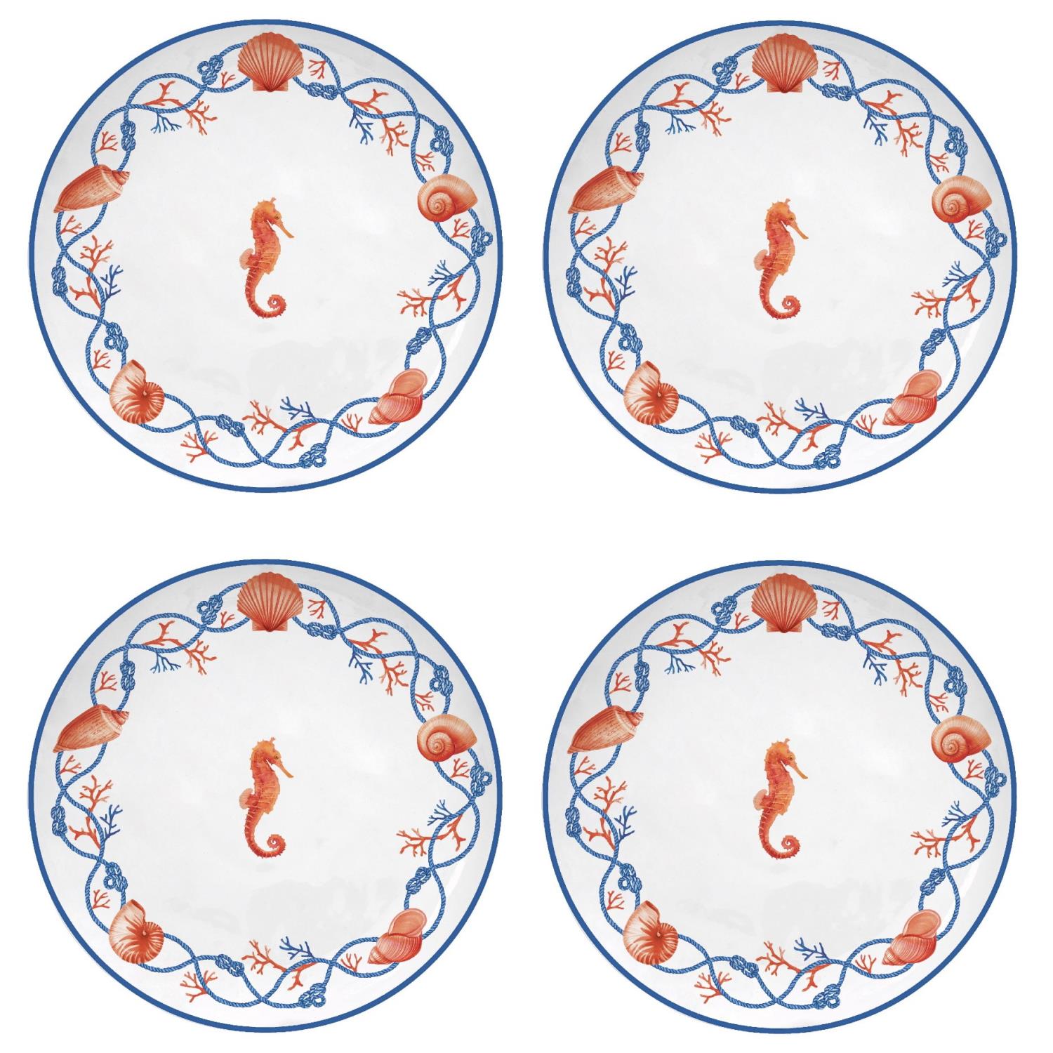 4er Set Frühstücksteller COTE DE MER Meeresküste Seepferdchen,Durchmesser 21cm von EASY LIFE