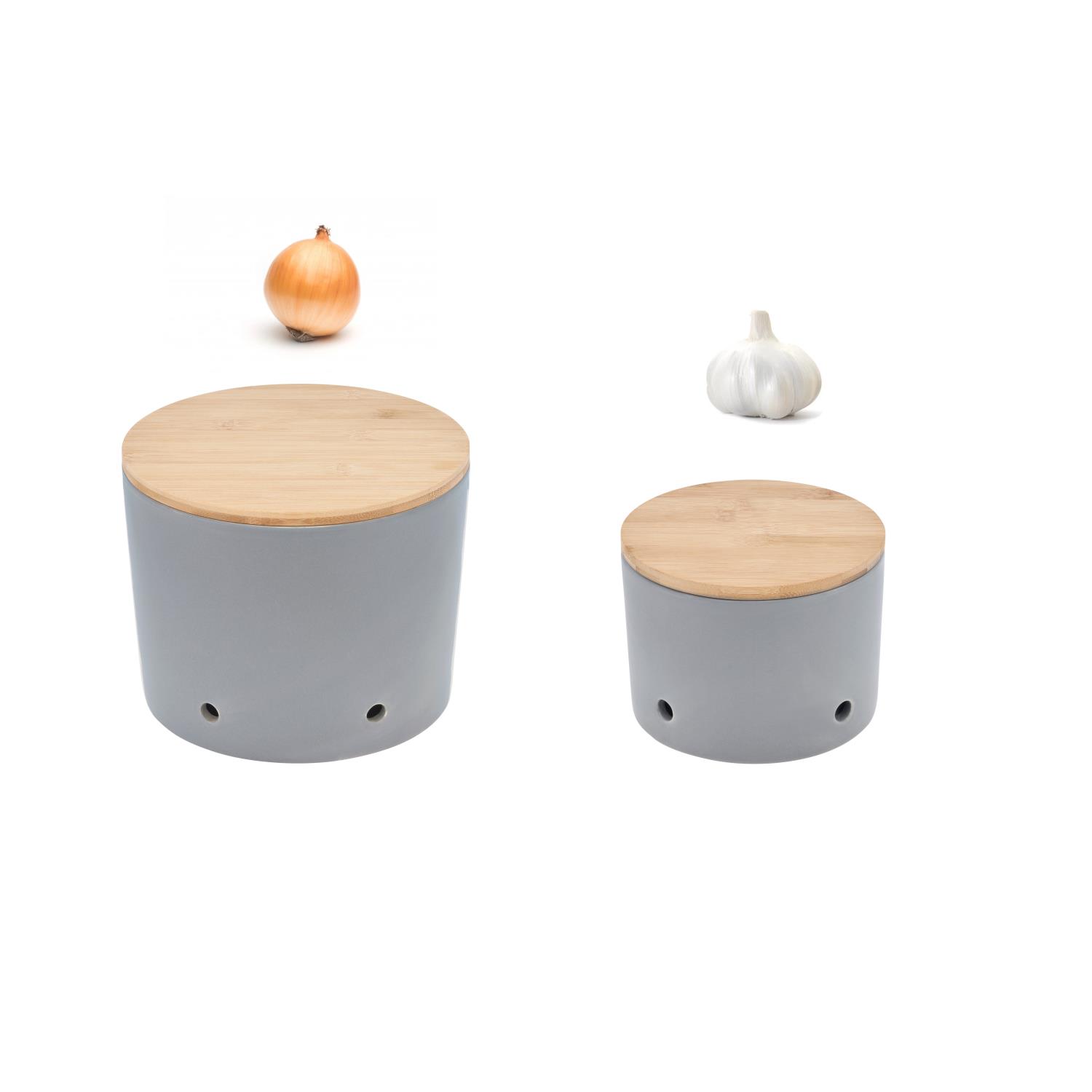 Knoblauchtopf & Zwiebeltopf CERA-DESIGN Schiefer grau MAGU, von MAGU GMBH