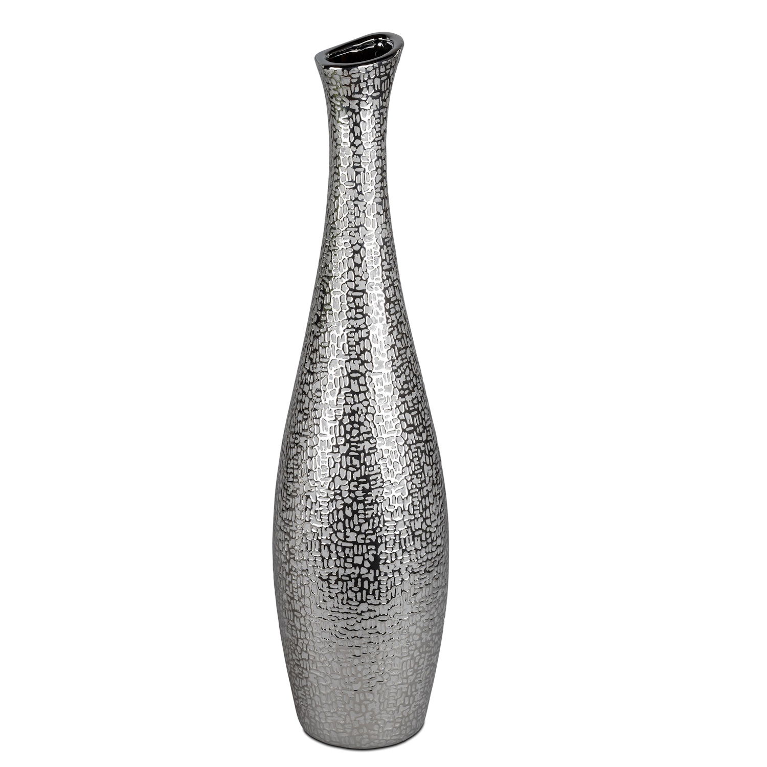 Deko Bodenvase, Flaschenvase HELSINKI Höhe 59cm silber grau aus Keramik  von FORMANO