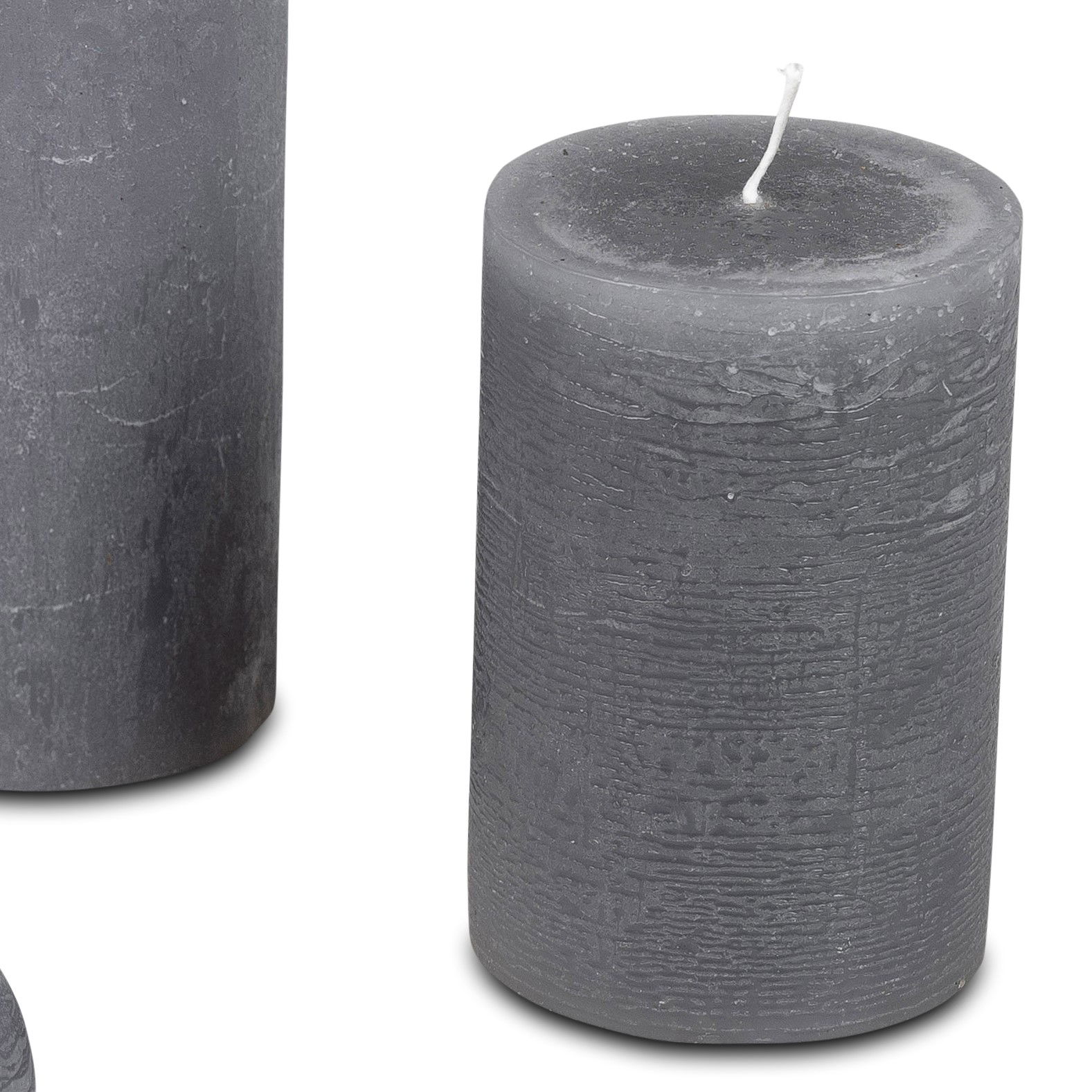 Stumpenkerze ANTIK GREY Höhe 10cm Durchmesser 7cm antik grau aus Wachs, von Formano