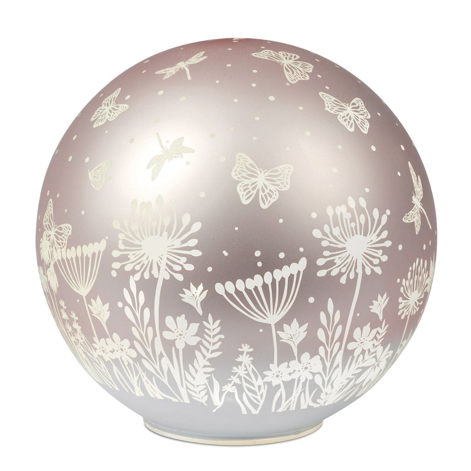 LED Kugellampe Deko Kugel Blumenwiese Pastell-Peach D 20cm mit Timer Formano F26