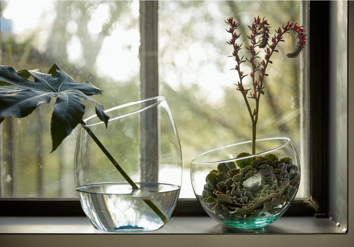 Dekoglas, Vase INNIS mit schrägem Rand H. 20cm transparent Glas Hakbijl