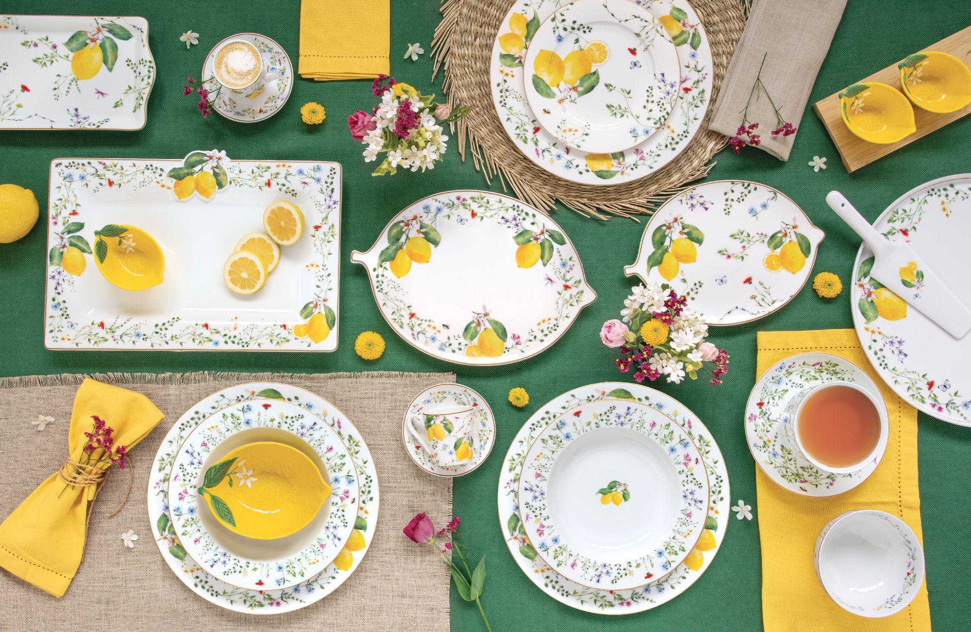 6er Set Suppenteller FLEURS ET CITRONS Zitronen 21,5cm Porzellan Easy Life