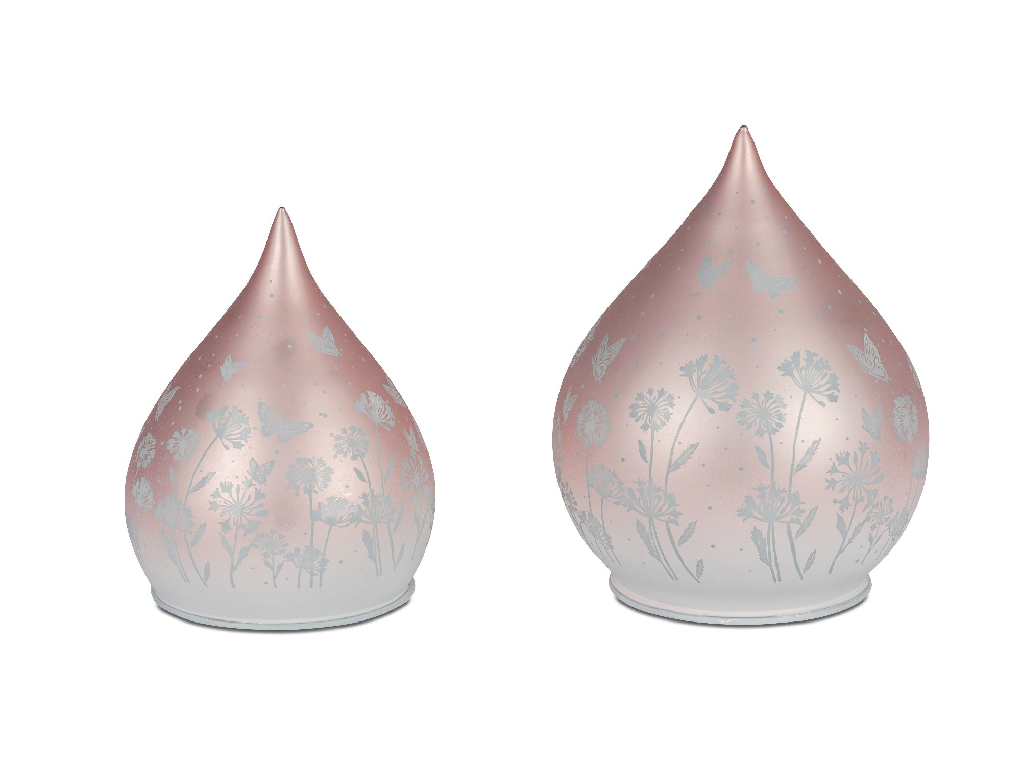 LED Tischlampe BLUMENWIESE in Tropfenform 15cm rosa mit Timer von FORMANO