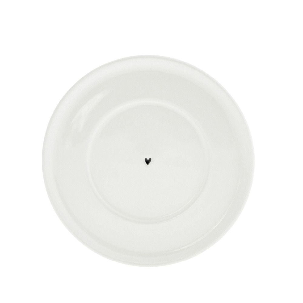 Untertasse kleines Herz weiß schwarz D. 15cm Keramik Bastion Collections