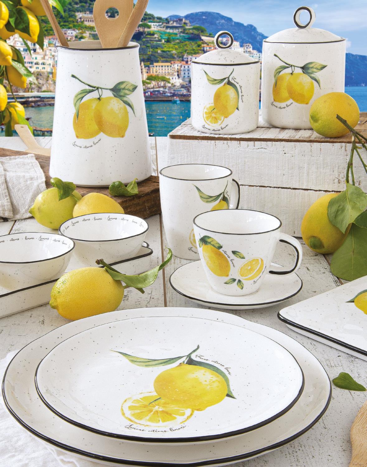 Suppenteller Amalfi Zitronen rund weiß gelb D. 18cm aus Porzellan Easy Life WA