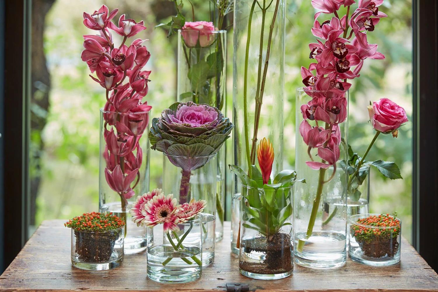 Dekoglas, Vase ZYLINDER H. 30cm D. 9cm transparent rund Glas Hakbijl