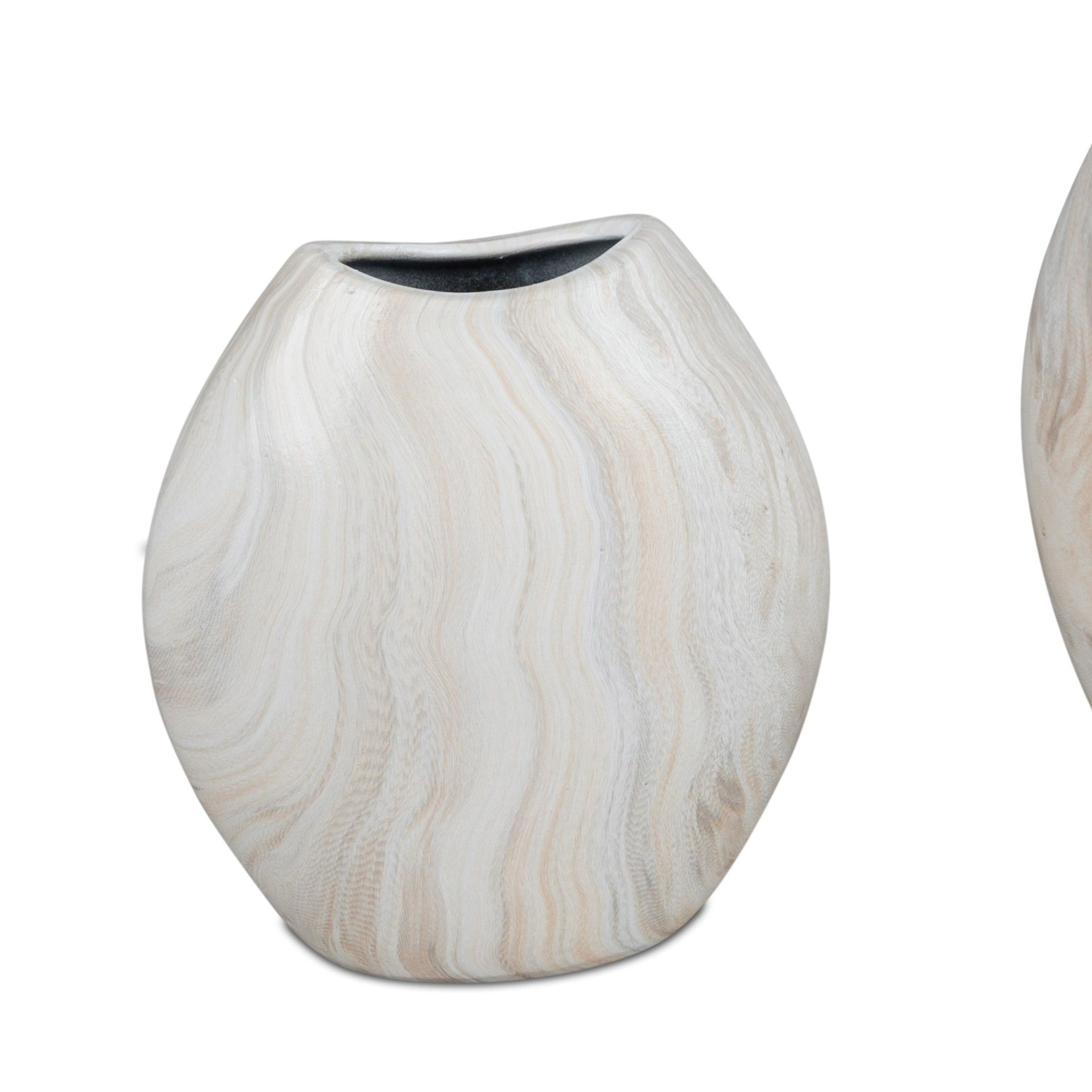 Deko Vase MARMOR oval Höhe 16cm creme braun aus Keramik, von Formano